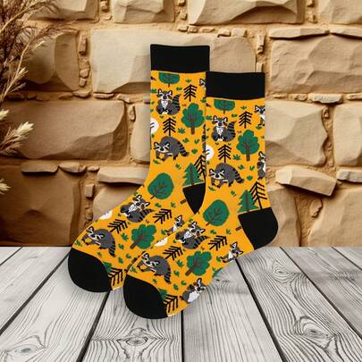 1 paire de chaussettes mi-mollet pour hommes avec motif graphique d'ours arctique, chaussettes graphiques d'ours polaire arctique, convient pour un port quotidien