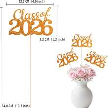 12 Pcs Class Of 2026 Graduation Decorations, Table Centerpieces Grad Cake Topper Party Favors, Graduation 2026 Party Supplies For Table Decor (Black & Double-Sided) - C-Orange - View 6