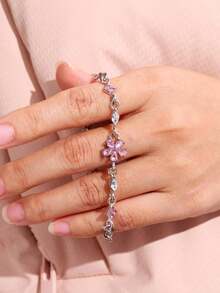 1 pieza Pulsera de Sakura rosa dulce y de moda con diamante de imitación, adecuada para uso diario, festivales y fiestas de mujeres - Multicolor - Ver 5