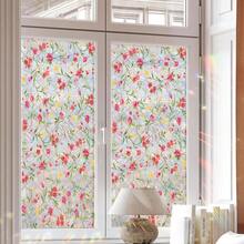 1 pieza Película estática de ventana con diseño vintage de rosa y flores de arcoíris, protección de privacidad, bloqueo UV, adecuada para decoración de ventanas en el hogar, cocina, oficina y baño, removible y reutilizable, crea un efecto único de vidrio de colores - Multicolor - Ver 7