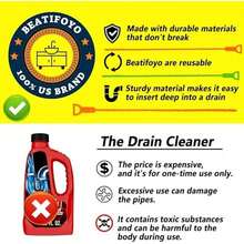 Drain Snake, Drain Clog Remover,Hair Snake Tool Opener, Sink Snake For Sewer Kitchen Sink Bathroom Tub Toilet Clogged Drains Relief Cleaning Tool(1pc 25 Inch +1pc 20inch) - / - View 3