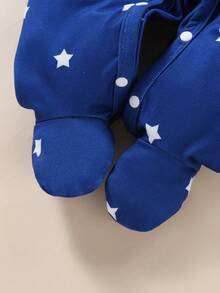 3pcs/Set Star Print Footie Romper - Blue - View 6