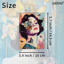 20pcs Bohemian Butterfly Female Portrait Greeting Cards - 4x6 Inches, Scrapbooking Stickers, Classic Poster Girl Illustrations, Collectible Decorative Cards For Scrapbooking And Crafts - Multicolor - View 5