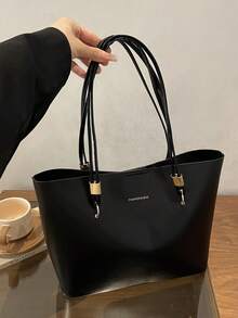 1个女士时尚通勤纯色手提包，便携多功能大容量，适合约会、购物、通勤、旅行、工作等场合。 - 黑色 - 查看 12