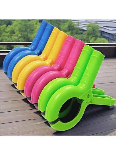 8pcs Extra Large Beach Chair And Lounge Chair Towel Clips - Oversized Colorful Clothes Pins Heavy Duty Towel Clips, Suitable For Swimming Pool, Boat, Cruise, Outdoor Patio, Durable Waterproof Clips, Non-Slip Grip, Quick Clamping, Ideal Accessory For Beach Cleaning And Towel Drying, Portable Travel Companion For Camping, Pool Activities And Outdoor Gatherings, Keep Towels Clean And Dry