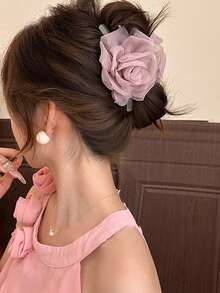 1个波西米亚风网纱山茶花发夹，甜美多功能发饰，新款雪纺发夹 - 彩色 - 查看 8