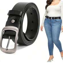 1pc Plus Size Women's Versatile Casual School Style Belt, Classic Silver Buckle, Suitable For Daily Casual, Work, School And Other Occasions, Size L-3XL, Ideal Gift For Valentine's Day - E - View 4