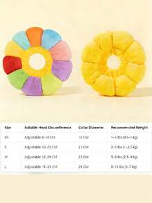 1 Soft Plush Sunflower Pet Recovery Collar, Adjustable Anti-Squirm Cat And Dog Collar, Cute Flower-Shaped Wound Healing Protector, Suitable For Small To Medium-Sized Pets. - Multicolor - View 2