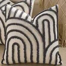 Vỏ gối vuông trang trí phong cách Bohemian bằng vải chenille, vỏ đệm - Xám - Xem 3