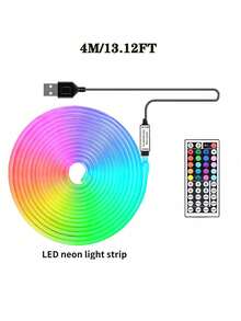 1-5m LED Neon Light Strip, Flexible LED Tape Light, Remote Control, Multiple Modes, Outdoor RGB Neon Lights Waterproof, Music Sync Gaming LED Neon Light Bar, Suitable For Bedroom And Indoor Use - Colored Light - View 13