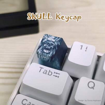 骷髅头键帽，西部牛仔键帽，R4扩展键帽，ESC扩展键帽，Cherry OEM高度，PBT材质，适用于XTRFY、ROG、Wooting、Leopold机械键盘，卡通可爱风格，适用于办公、游戏、打字，个性化键帽