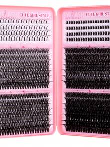 SEXYSHEEP 720 piezas Pestañas postizas en racimo, Kit de extensión de pestañas DIY que incluye adhesivo, removedor, pinzas, pestañas naturales suaves y mixtas, crea maquillaje de ojos 3D, adecuado para DIY en casa, viajes, viajes diarios, fiestas, novia de boda - Negro - Ver 5