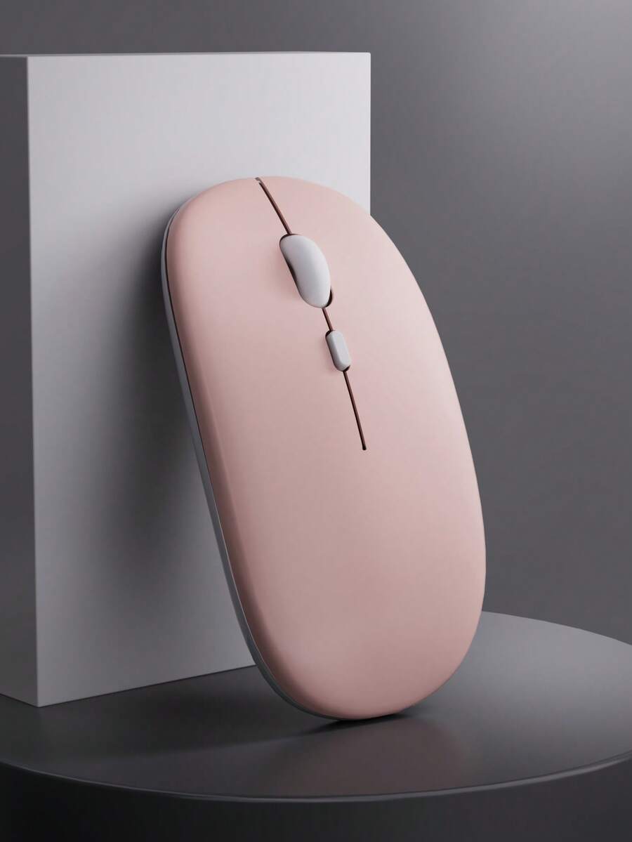 1pc Bluetooth Mouse, Compatible With And Laptop, Wireless Silent Mouse (Battery Not Included) - Pink - Pink - View 1