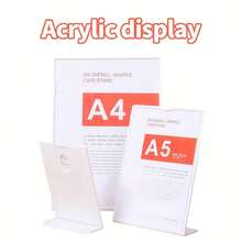 1pc Plastic Slanted Sign Holder, Durable And Shatter-Resistant, Black L-Shaped Menu Display Stand A4/A5/A6, For Displaying Advertisements, Logos, Notices, Brochures, Flyers, Certificates, Photos, Restaurant Menu Frames - Multicolor - View 7
