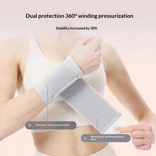 1pc Wrapped Compression Sports Wrist Brace, Breathable Wrist Support Sleeve, Suitable For Badminton, Workout, Tendinitis Joint Injury Compression Wrist Wrap - Grey - View 2