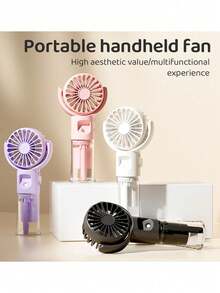 1pc New Handheld Mist Fan, USB Rechargeable Electric Fan With Misting Function, Best Summer/Holiday Gift For Family And Friends - Multicolor - View 4