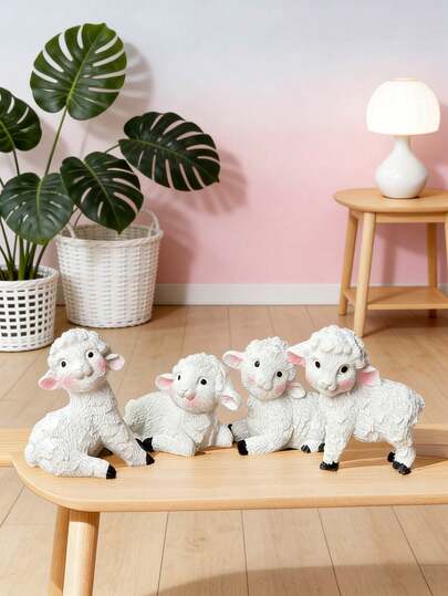 1个可爱树脂绵羊装饰托盘，适合开斋节和宰牲节庆祝活动，饰有绵羊图案，可用于书写祝福语，是馈赠亲友、派对、办公室装饰和节日庆典的理想之选。