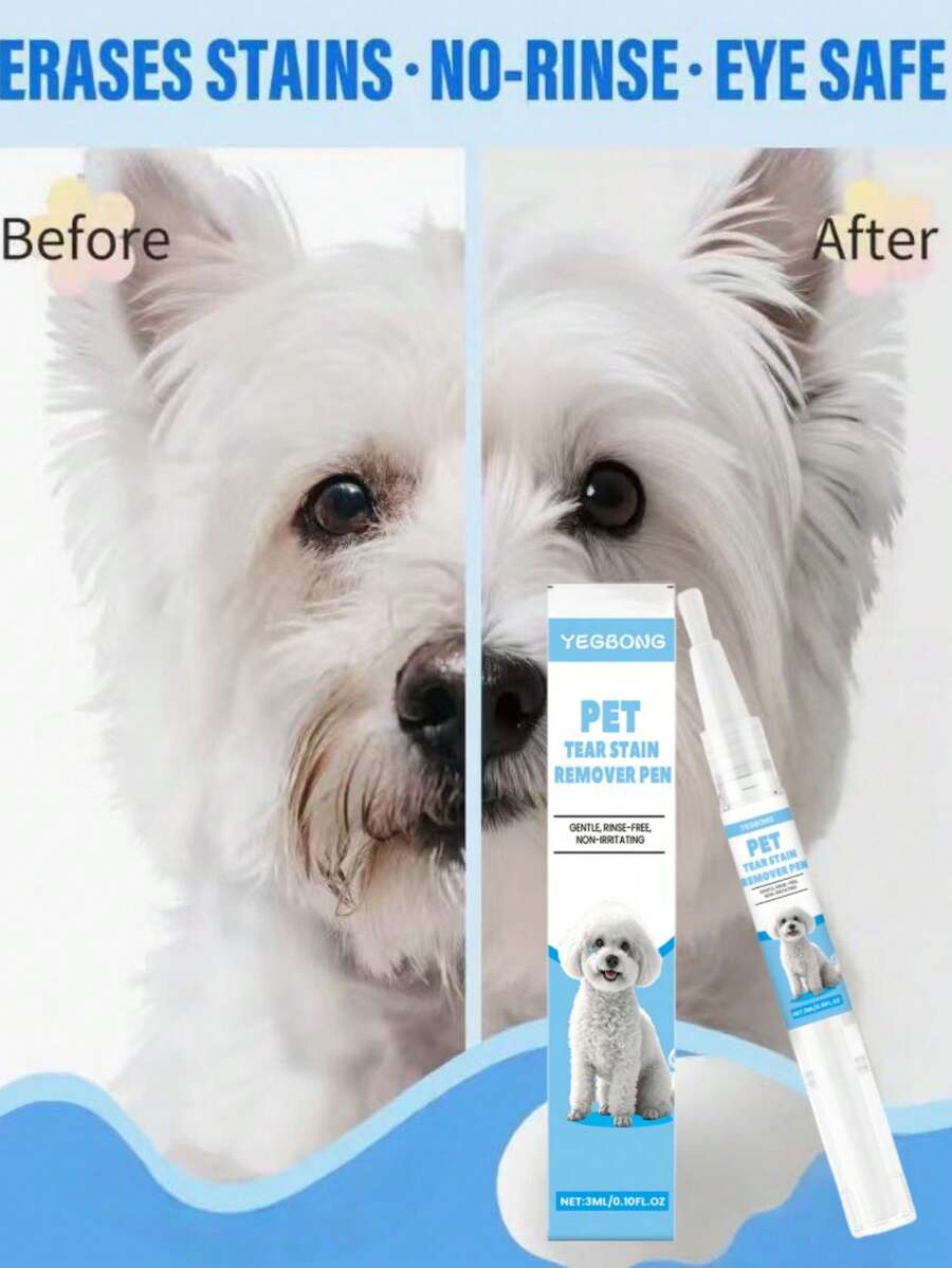 Pet Cat Dog Tear Stain Remover Pen, Cleaning Solution For Cat And Dog Eye Tear Stains And Eye Gunk, Universal Pet Grooming Drops