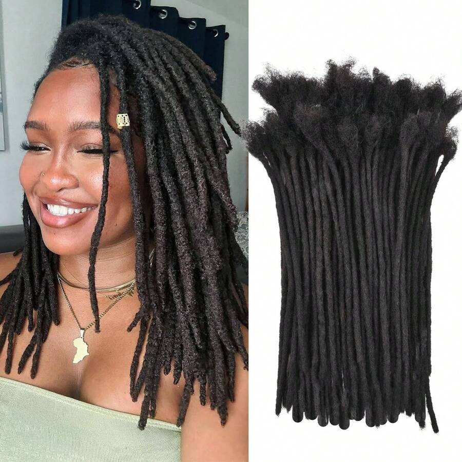 Tóc giả nối kiểu dreadlock Teresa, tóc giả dạng loc, chiều rộng 0.8cm (10 inch), 15 sợi tóc thật. - màu đen - Xem 1