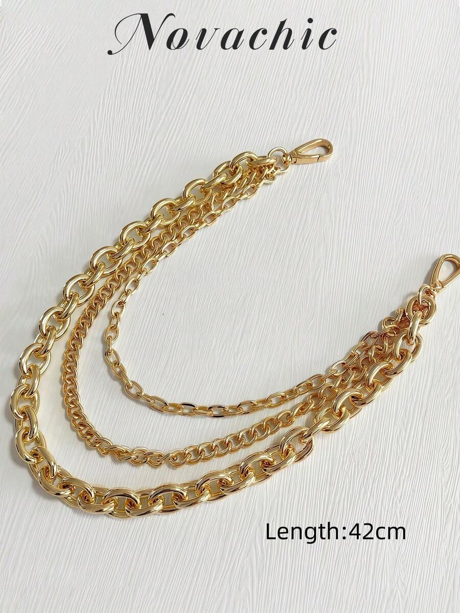 极简主义包带链条，三层装饰链条，度假必备包包配件，包带，包饰，包链配件，教师礼物配件 - 金色 - 查看 1