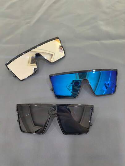 3 Pairs Metal Square Fashion Glasses , Large Frame Glasses Suitable For Summer Sun Protection, Beach Vacation, Outdoor Sports, Parties, Driving, Fishing, Cycling, Shopping And Photography