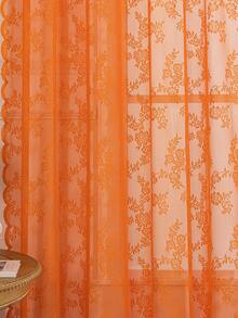 2pcs Bohemian Sheer Lace Curtains With Floral Pattern, Garden Style, Machine Washable, Floral Design, Lightweight, Seasonal, Suitable For Bedroom And Living Room, Cordless, Semi-Transparent, Curtain Theme, Room Type, Woven, Polyester Material, Rod Pocket Design - 2pcs - View 7