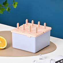 1 khuôn làm kem que tự làm - Khuôn silicon kèm que, tùy chọn 4/8 ô, chất liệu lý tưởng cho các món tráng miệng tự làm mùa hè và đồ ăn nhẹ cho trẻ em. - Nhiều màu - Xem 6