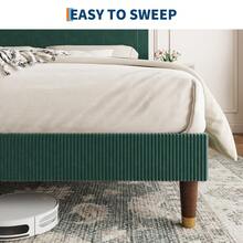 Beaully Upholstered Bed Frame With Headboard, Non-Slip And Noise-Free, Wooden And Iron Metal Slats Support, No Box Spring Needed, Easy Assembly - Dark Green-full - View 6