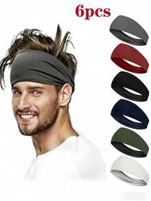 6 chiếc băng đô thể thao unisex, phụ kiện tóc co giãn cao, thích hợp cho yoga, chạy bộ, leo núi, bóng rổ và các hoạt động ngoài trời khác, mùa hè, phụ kiện tóc, quà tặng Ngày của Cha - Nhiều màu - Xem 8