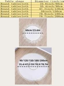 HXARTMIS 1pc White Embroidered Rimmed Tree Bark Textured Round Tablecloth, Elegant Embroidered Table Cover, Delicate Peacock Tail Trim Tablecloth, Suitable For Dining Room, Kitchen, Wedding, Party, Home Decor, Mother's Day, Father's Day And Other Holiday Themes - White - View 9