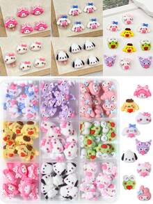 SANRIO Bộ 90 miếng trang trí móng tay hoạt hình, 9 kiểu dáng bao gồm trái tim, nốt nhạc và nhiều kiểu khác, phụ kiện đính đá móng tay tự làm đa năng. - Nhiều màu - Xem 9