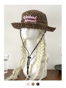 Mũ tai bèo họa tiết da báo cổ điển, phong cách đường phố Mỹ, thêu chữ, vành rộng, chống nắng, mũ leo núi ngoài trời, mũ lưỡi trai thêu họa tiết hip hop thiên niên kỷ dành cho cả nam và nữ, kiểu dáng giống như các KOL trên . - Nhiều màu - Xem 11