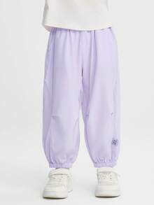 Balabala Boys Girls Summer Lightweight Breathable Mesh Spliced Casual Jogger Pants - Pink Purple - View 1