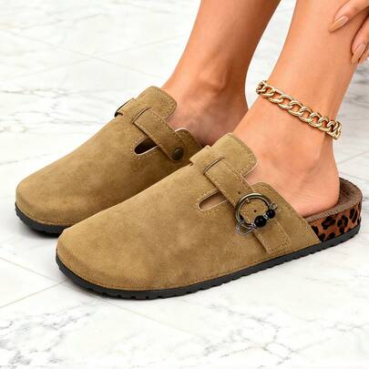 Women's New Metal Decor Flat Sandals, Comfortable Minimalist Elegant Resort Style Beach & Home Casual Round Toe Slippers, Summer