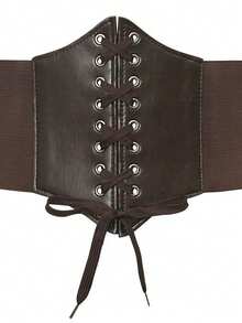 1 chiếc thắt lưng thun co giãn dành cho nữ, kiểu dáng tối giản, dễ dàng phối với áo sơ mi và váy, dây đeo điều chỉnh được giúp tôn dáng. - Cà phê nâu - Xem 1