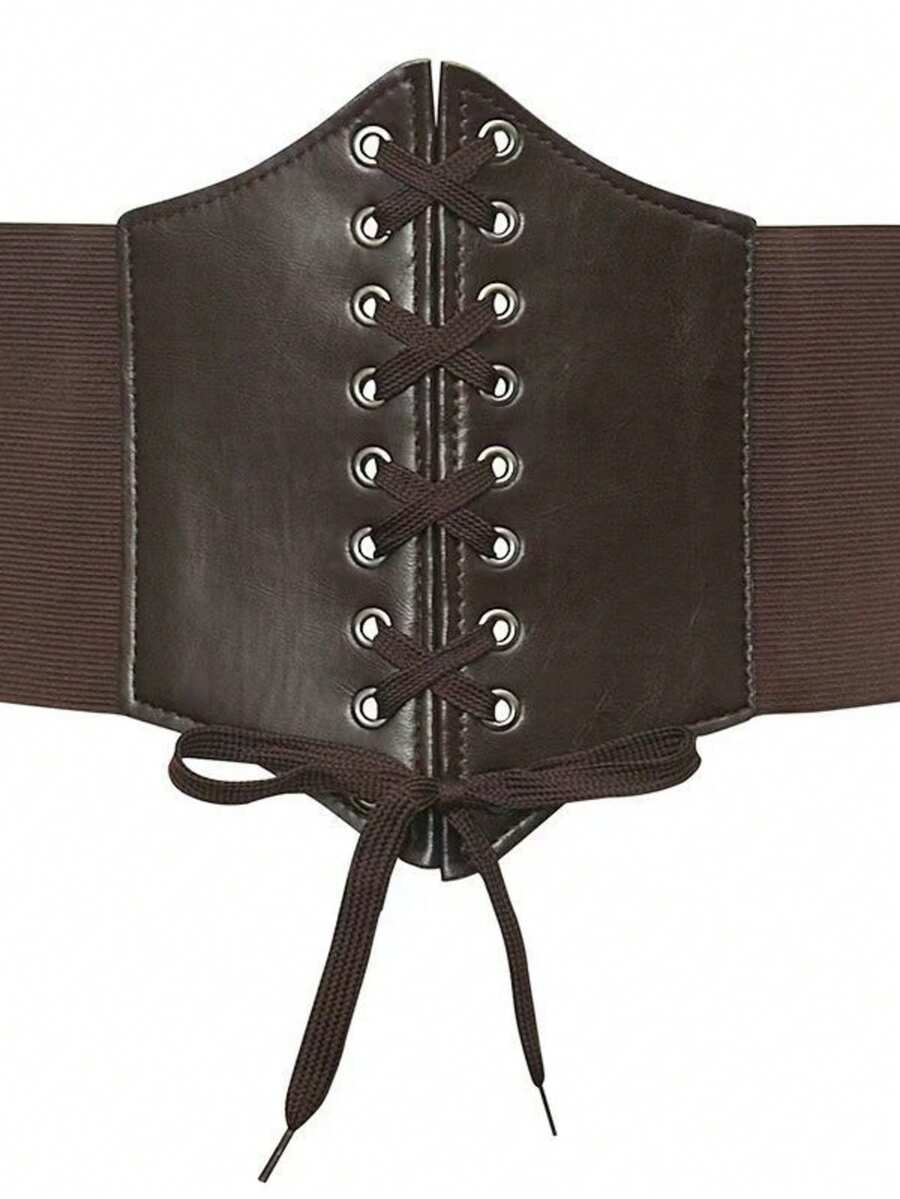 1 chiếc thắt lưng thun co giãn dành cho nữ, kiểu dáng tối giản, dễ dàng phối với áo sơ mi và váy, dây đeo điều chỉnh được giúp tôn dáng. - Cà phê nâu - Xem 1