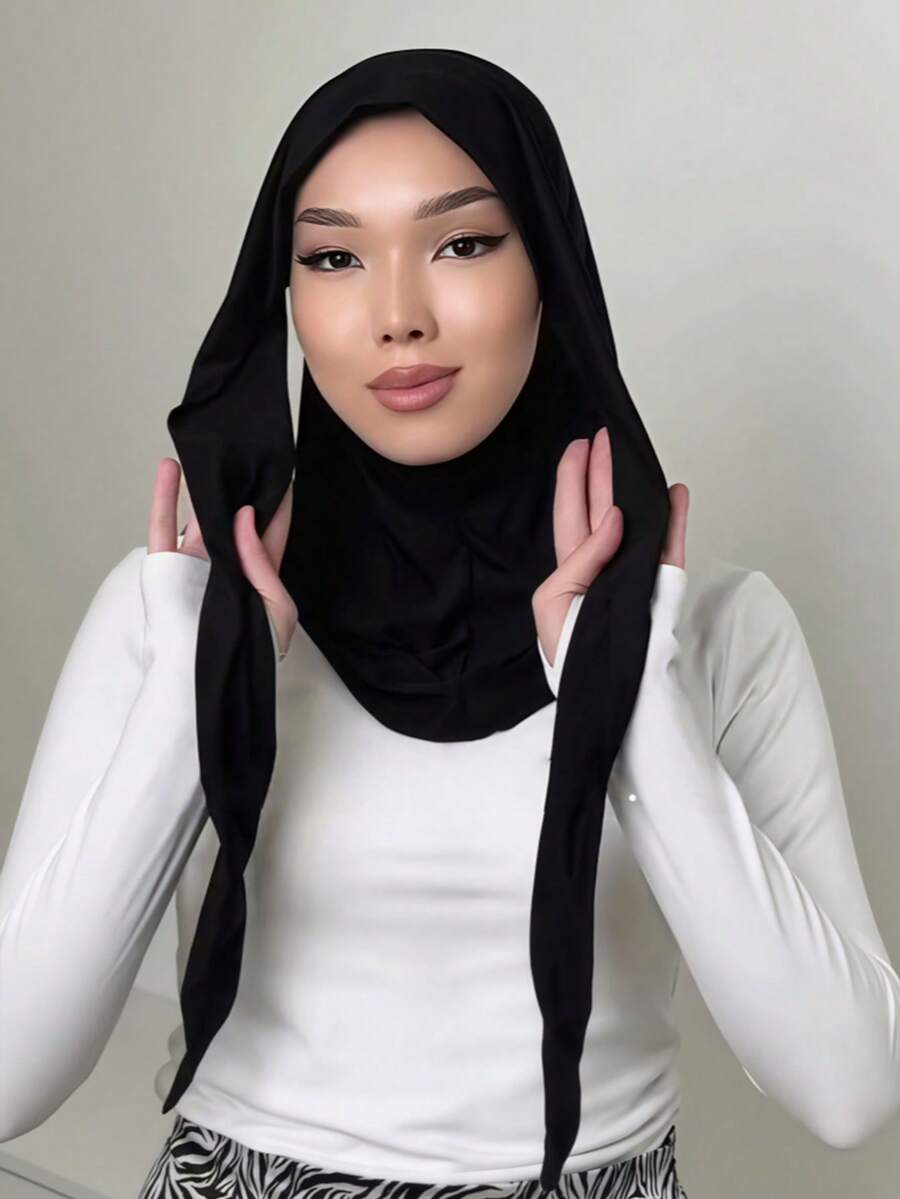 1pc Women's Solid Color Balaclava Headwear, Elastic Multifunctional Headband Scarf Turban, 3 Wearing Methods, Breathable Comfortable Sweatband For Daily Life, Sports, Yoga, Fitness And Fashion,Beach,Holiday
