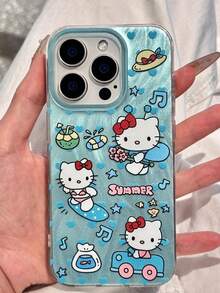 SANRIO Summer New Series Sea Blue Music Note & Floral Design Shockproof Phone Case Compatible With Iphone 17 Pro Max/16 Pro Max/15 Plus/14 Pro Max/13 Pro Max/12 Pro Max/11 Pro Max, Cartoon Girly Style - Multicolor - View 2