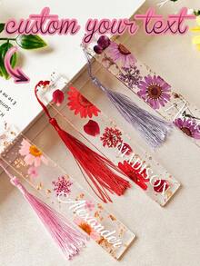 Personalized Acrylic Bookmarks, Support Multiple Languages/Fonts/Customization, Tassel Decor, Ideal Gift For Students, Classmates, Family, Friends Or Loved Ones To Showcase Your Unique Personalized And Special Care. School Supplies, Back To School Season, Multifunctional, Decorative, Reusable, Fashionable, Colorful, Cute, Retro, Cartoon, Customized, Personalized, Unique - Multicolor - View 1