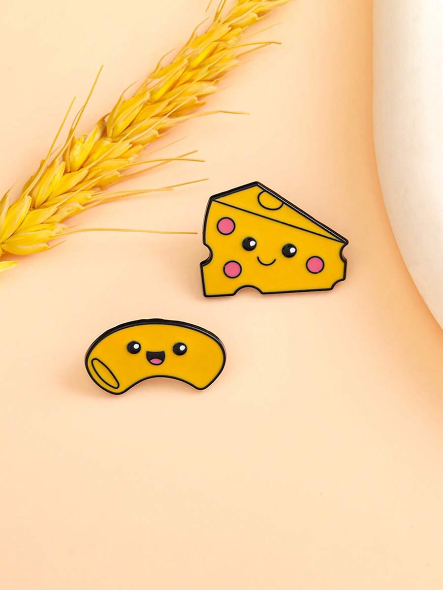 1/2个可爱黄色软奶酪胸针，俏皮弯曲的逼真奶酪造型，清新百搭，可别在毛衣、外套、背包、鞋子上。 - 彩色 - 查看 1