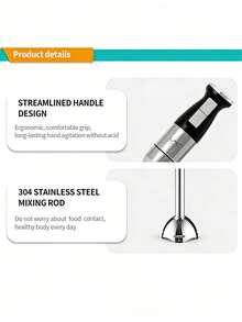 LAC 1 pieza Batidora de mano eléctrica europea 4 en 1, Mezcladora de doble velocidad con picadora de alimentos, espumador de leche, batidor y licuadora para el hogar - Ver 2