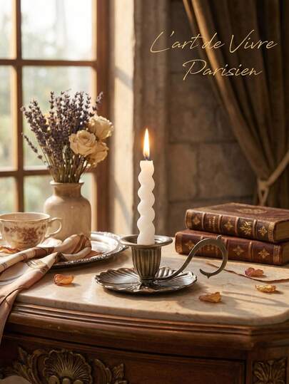 1件/套 复古法式烛台，高端家居装饰艺术烛台，烛光晚餐装饰，桌面装饰，办公室装饰，室内氛围营造，庭院装饰，情人节派对装饰，房间装饰，婚礼餐桌装饰，生日庆典装饰，婚礼装饰，母亲节礼物，复活节装饰，绿色，餐桌装饰