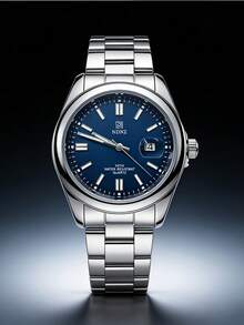 Esfera negra clásica + Escala luminosa, Reloj de pulsera de cuarzo NDNZ, Cronometraje preciso para negocios y uso al aire libre de doble propósito - Azul Marino - Ver 3