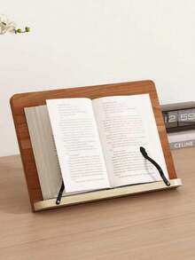 1pc Adjustable 8-Slot Wooden Reading Stand - Ergonomic Angle Adjustable Wooden Desktop Book Holder Rack, Non-Slip, Foldable Vertical Fixed Stand, Suitable For Study/Office, Room Decor, Bedroom Furniture, Practical Learning Tool - Mocha Brown - View 4