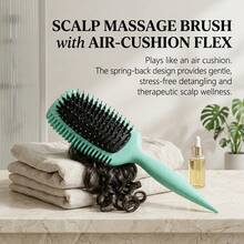 Curl Defining Hair Brush EdgeLift Detangling Shaping Styling Brush For Wet Dry Hair Reduce Pulling Frizzing Women Ladies Styling Tool - 綠色 - 查看 5