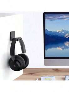 创新型免钻孔壁挂式耳机支架，安装简便 - 时尚设计，适用于游戏和办公场合，配有实用挂钩 - 彩色 - 查看 3