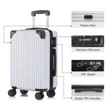 YONSLY Suitcase 20/24/28 Inch With TSA Lock, YKK Double Repair Zipper, 4 Wheels, 360° Rotation, Mesh Compartment, Lightweight Trolley Suitcase, Hard Shell Suitcase, Carry-On Luggage, Family Suitcase, Holiday Suitcase - 銀色 - 查看 5