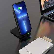 Solid Black Minimalist Solid Color Wireless Charger 1pc 15W (Max Power) Foldable Wireless Charger, Can Be Used As Both Wireless Charging Pad And Stand, Ideal For Charging While Watching Videos. Ultra-Thin Design, Compatible With IPhone 17, 16, 15, 14, 13, 12, 11 And Pro Max Series, As Well As Galaxy S23, S22, S21, S20 And Note Series. Suitable For Charging Phones In Office, Dorm Or Home Spring Gift Birthday Anniversary. - Multicolor - View 7