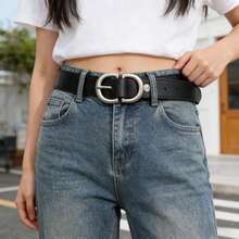 1 pièce Ceinture véritable noir, fabriquée de vache de qualité, design minimaliste avec boucle en métal argenté, dégageant une atmosphère de luxe. Coupe étroite convenant aux costumes, jeans, robes et plus encore, accentuant facilement la taille et rehaussant l'apparence raffinée dans son ensemble. Que ce soit pour le travail ou les sorties, elle peut être la touche finale à votre tenue, durable et élégante, un accessoire classique essentiel dans votre garde-robe pour transmettre naturellement une impression de qualité, dites adieu aux tenues ordinaires. - A - Voir 2