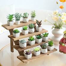 1pc-4 Layers- Wooden Display Riser, 4 Tier Earring & Ring Holder Stand | Farmhouse Cupcake Stand, Table Display For Vendors | Organizer Showcase For Tabletop Shows & Home Decor | Rustic Wood Riser (Wedding/Birthday/Mother's Day Gift, Home Storage),Room Decor,Home Decor ,Birthday - Màu Khaki - Xem 2